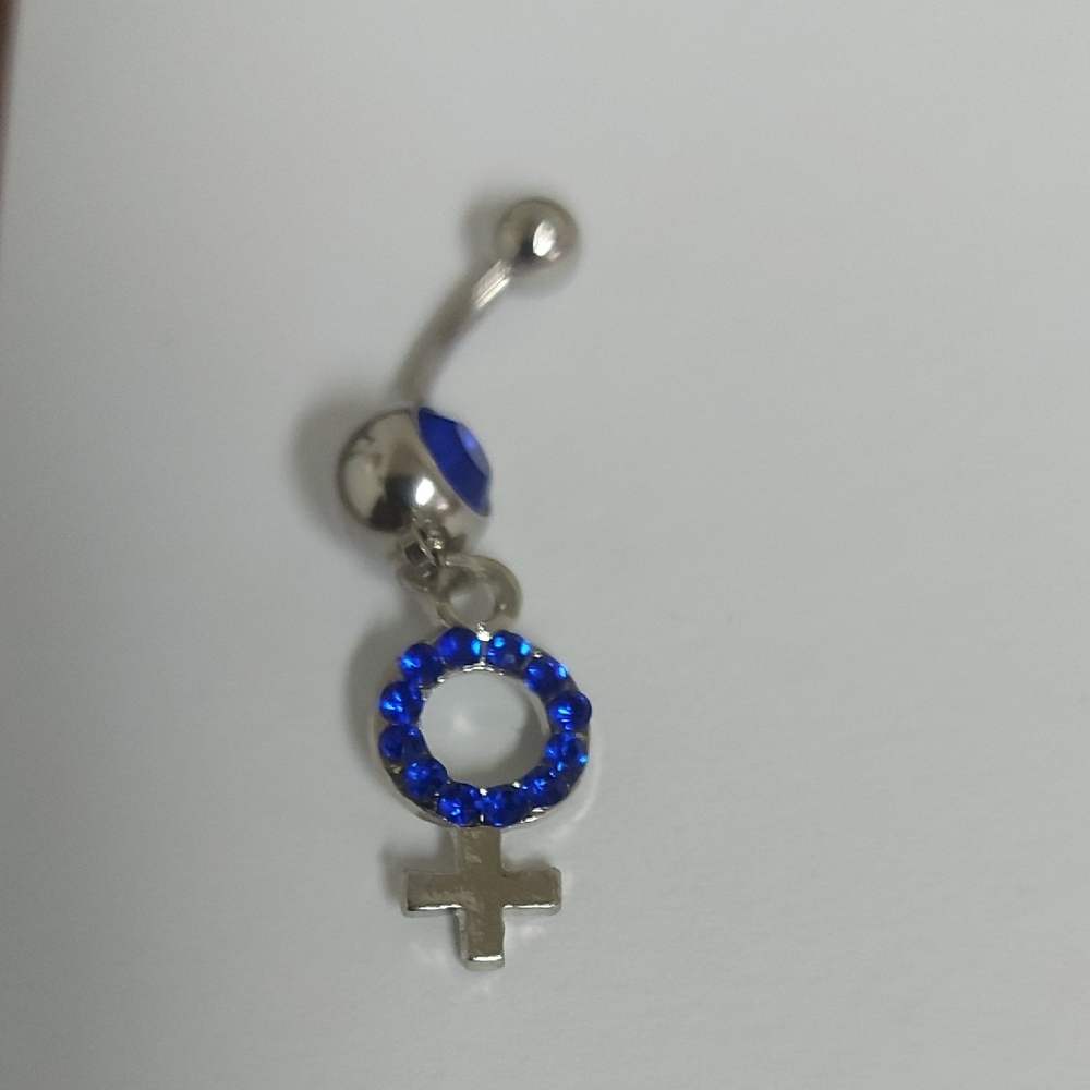 Blue and Silver Women's Symbol Belly Ring